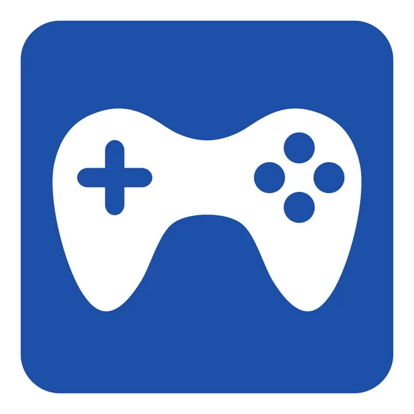 Sinal de informação azul, branco - ícone do gamepad — Vetor de Stock