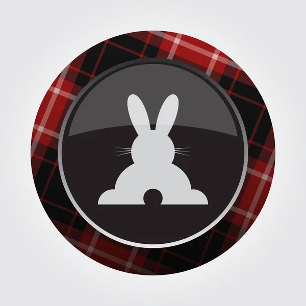Tlačítko červené, černá tartan - králík, ikonu zadní pohled — Stockový vektor