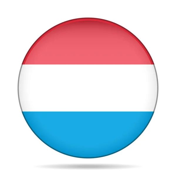 Flagge Luxemburgs. glänzender runder Knopf. — Stockvektor