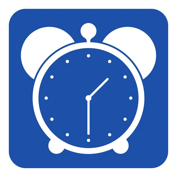 Kék, fehér tájékoztató jel - ébresztő óra ikon — Stock Vector