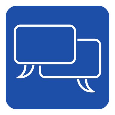 Mavi, beyaz işareti, iki konuşma kabarcıklar simgesini anahat