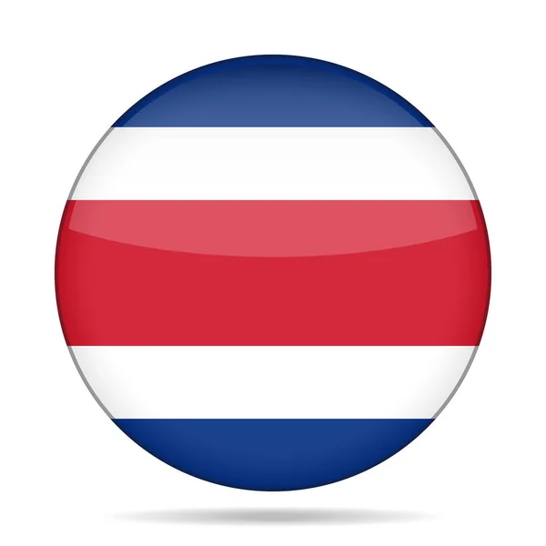 Vlag van Costa Rica. Glanzende ronde knop. — Stockvector