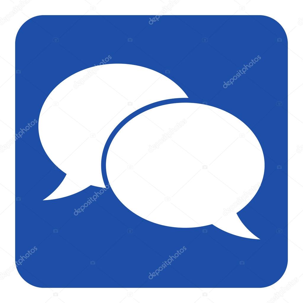 blue, white sign - two speech bubbles icon