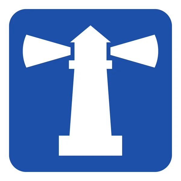 Синий, белый информационный знак - иконка маяка — стоковый вектор