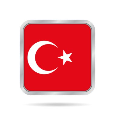 Türkiye'nin bayrak. Parlak metalik gri kare düğme.