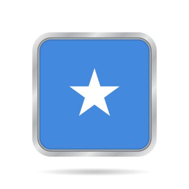Somali, parlak metalik gri kare düğme bayrağı
