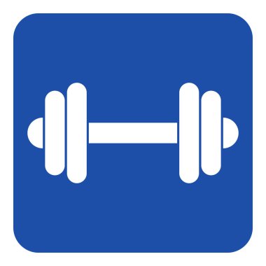 Mavi, beyaz bilgi işareti - halter simgesi