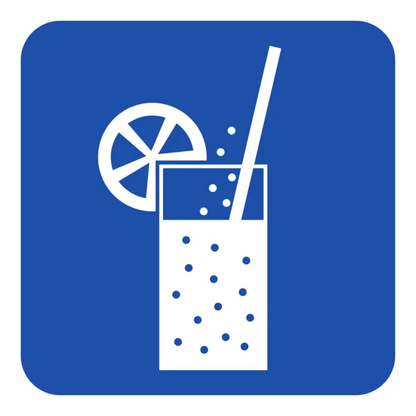 Modrá, bílá značka - sycených pít, sláma, citrusy — Stockový vektor