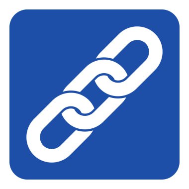 Mavi, beyaz bilgi işareti - zincir simgesi asılı