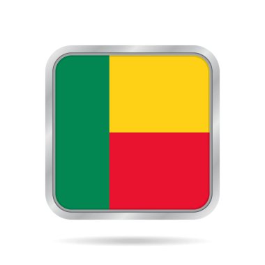 Benin bayrağı. Parlak metalik gri kare düğme.