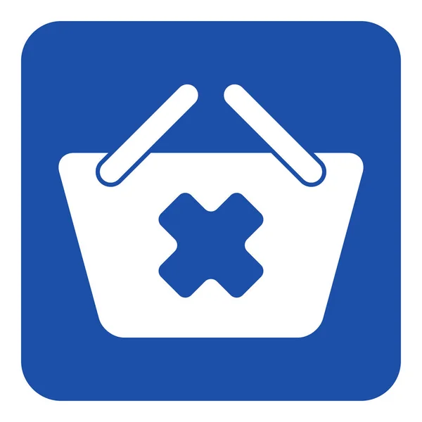Blå, vita tecken - shopping korg Avbryt ikonen — Stock vektor
