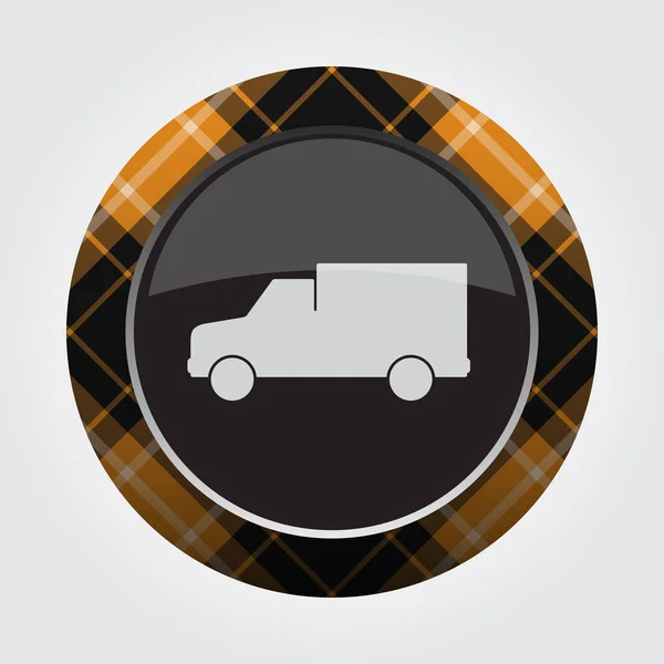 Кнопка с оранжевым, черным тартаном - значок фургона — стоковый вектор