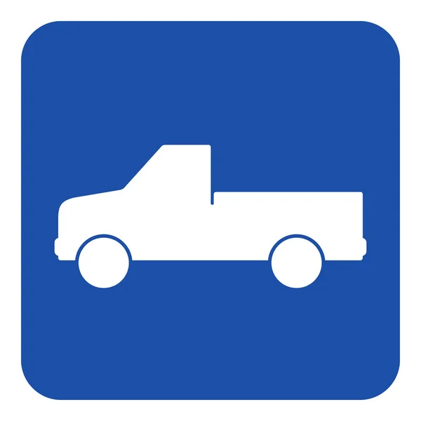 Signe bleu, blanc - ramassage avec une icône à plat — Image vectorielle