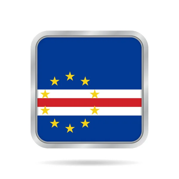 Flag of Cape Verde. Metallic gray square button. — Stock Vector