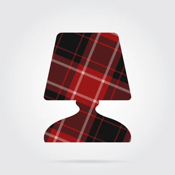Rojo, icono de tartán negro - lámpara de mesita de noche — Vector de stock