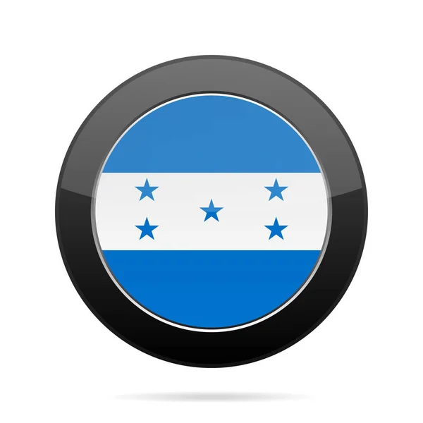 Vlag van Honduras. Glanzend zwarte ronde knop. — Stockvector