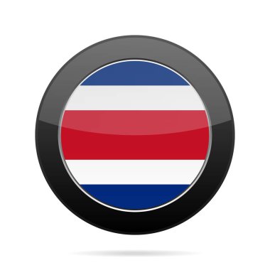 Kosta Rika bayrağı. Parlak siyah yuvarlak düğmesi.