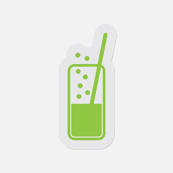 Icono verde simple - bebida carbonatada y paja — Vector de stock