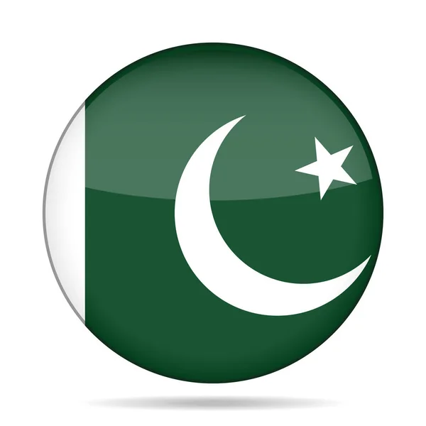 Bendera Pakistan. Tombol bulat mengkilap . - Stok Vektor