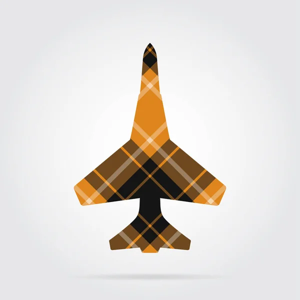 Orange, black tartan isolated icon - fighter — Stock Vector