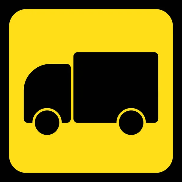 Geel, zwart informatiebord - vrachtwagen auto pictogram — Stockvector