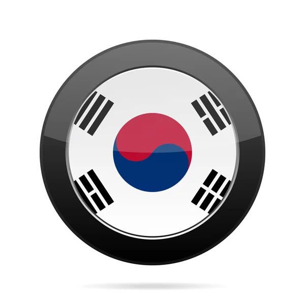 Flagge Südkoreas. schwarzer, glänzender runder Knopf. — Stockvektor