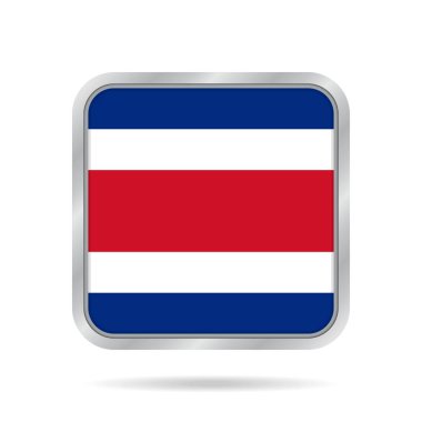 Kosta Rika bayrağı. Metalik gri kare düğme.