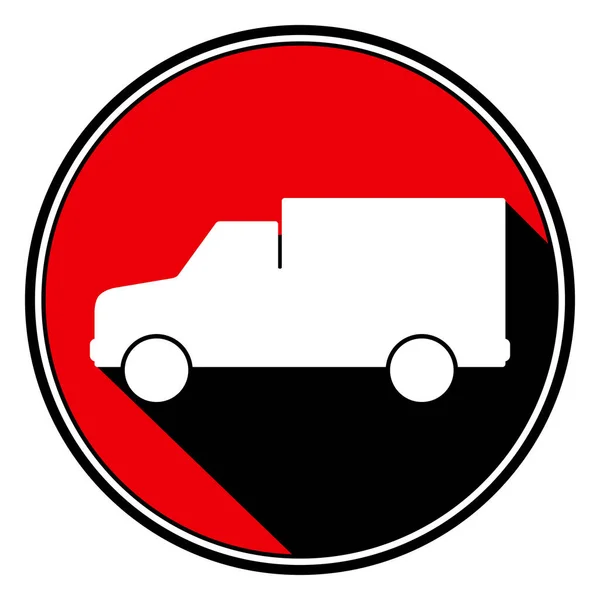 Rond rouge avec ombre noire - icône de voiture de camion blanc — Image vectorielle