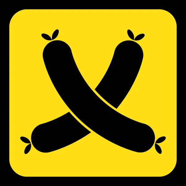 Signe jaune, noir - icône de deux saucisses croisées — Image vectorielle