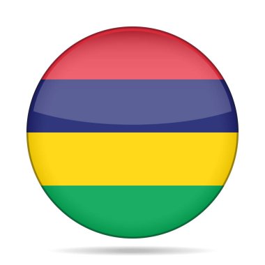 Mauritius bayrağı. Parlak yuvarlak düğmesi.