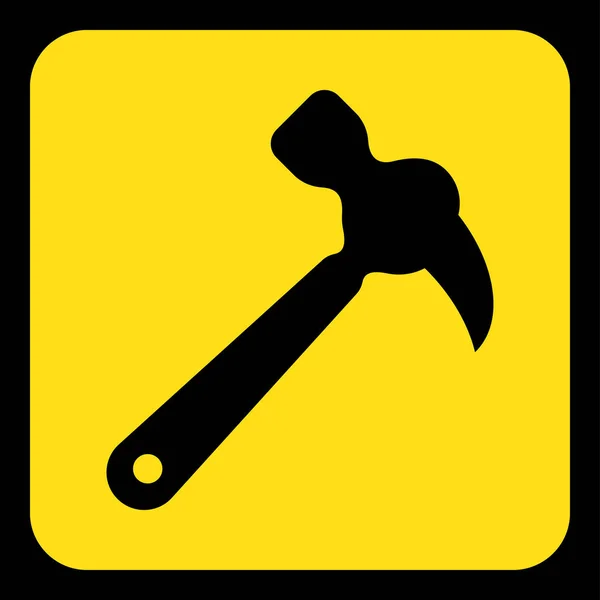 Gelbes, schwarzes Hinweisschild - Krallenhammer-Symbol — Stockvektor