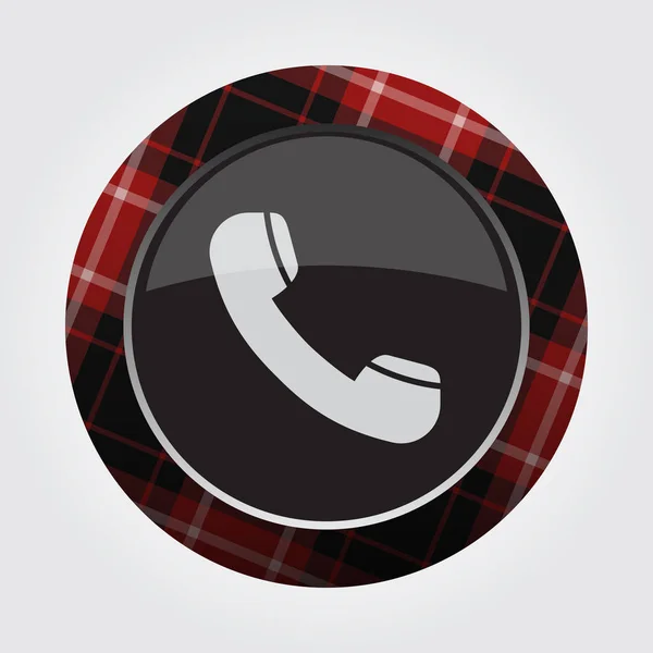 Przycisk z czerwoną, czarną tartan - stare ikony telefonu — Wektor stockowy