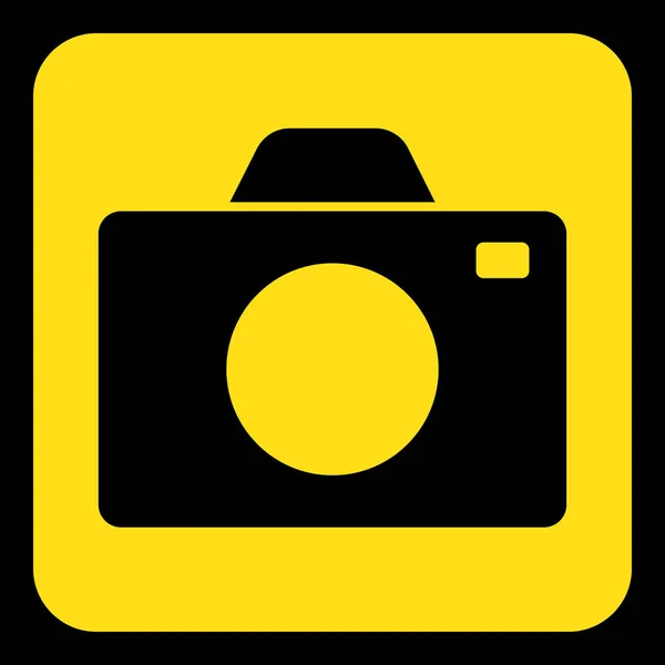 Желтый, черный информационный знак - иконка камеры — стоковый вектор