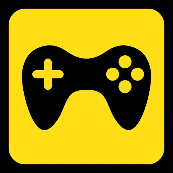 Signo de información amarillo, negro - gamepad icono — Vector de stock