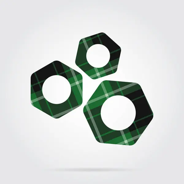 Grön, svart tartan isolerade ikonen - tre nötter — Stock vektor