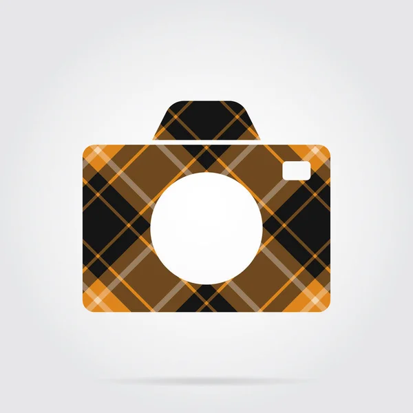 Orange, black tartan isolated icon - camera — стоковый вектор