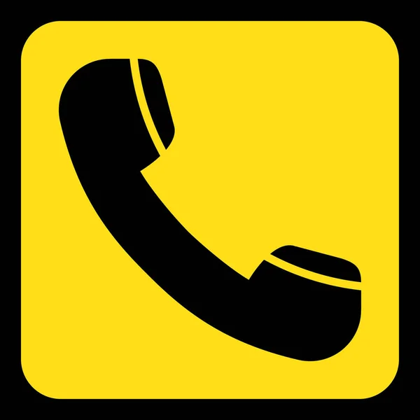 Gele, zwarte teken - oude telefoon handset pictogram — Stockvector