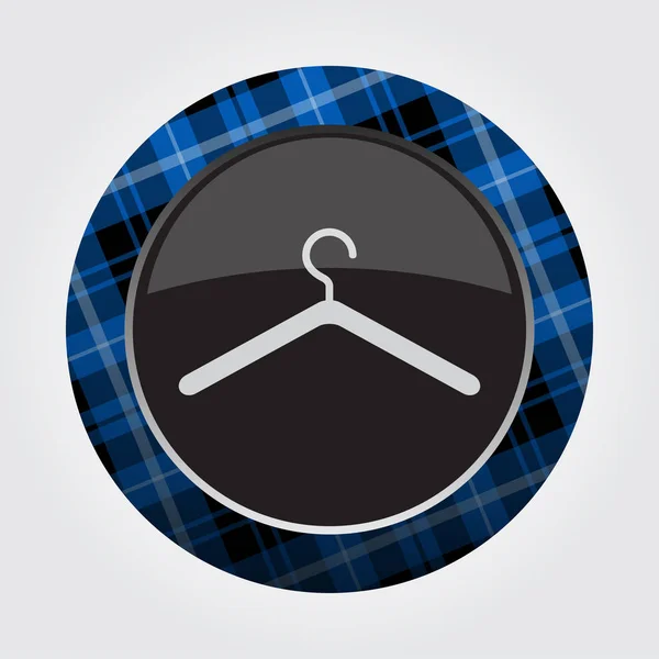 Botón con azul, tartán negro - colgador icono — Vector de stock