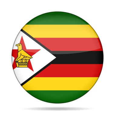Zimbabve bayrağı. Parlak yuvarlak düğmesi.
