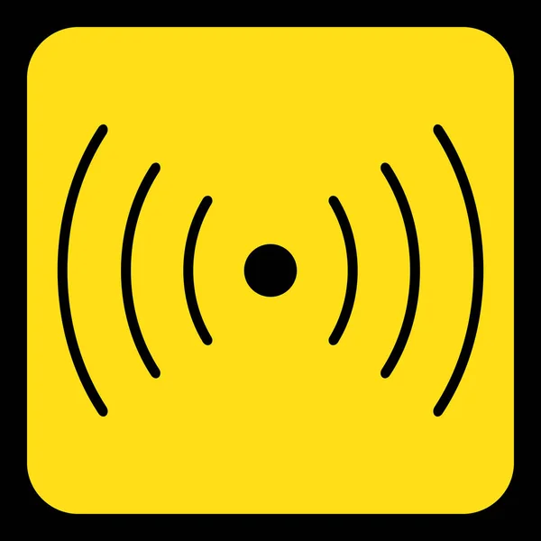 Yellow, black sign - sound, vibration symbol icon — Stock Vector