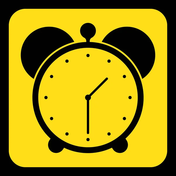 Yellow, black information sign - alarm clock icon — Stock Vector