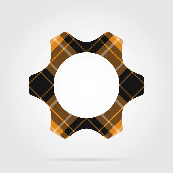 Orange, black tartan isolated icon - cogwheel — Stock Vector