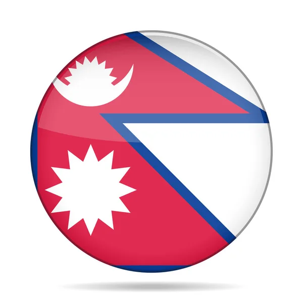 Σημαία του Νεπάλ. Γυαλιστερό στρογγυλό κουμπί. — Διανυσματικό Αρχείο