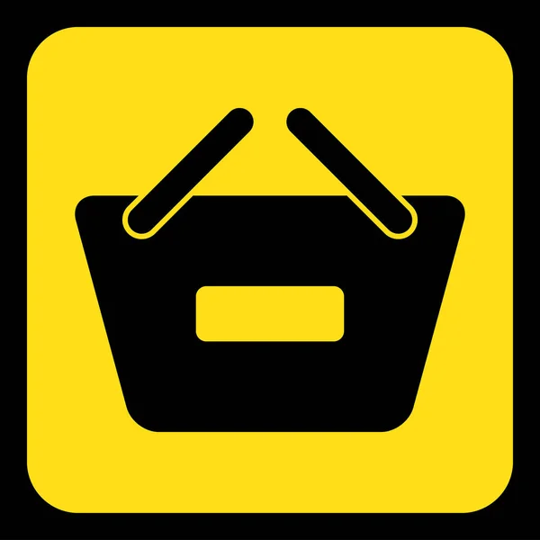 黄色、 黑色标志-购物篮减号图标 — 图库矢量图片