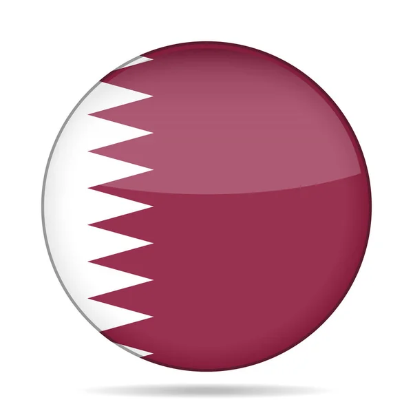 Flag of Qatar. Shiny round button. — Stock Vector