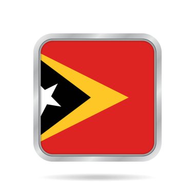 ««Doğu Timor bayrağı. Metalik gri kare düğme.