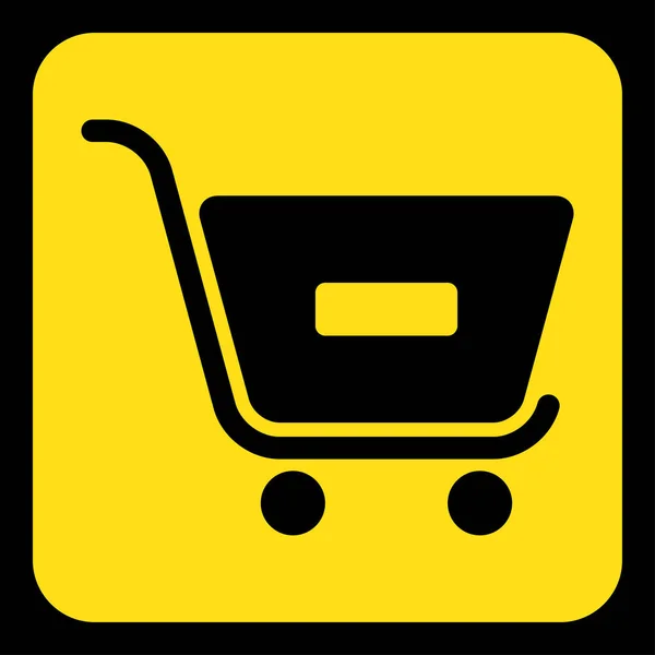 Yellow, black sign - shopping cart minus — Stock Vector