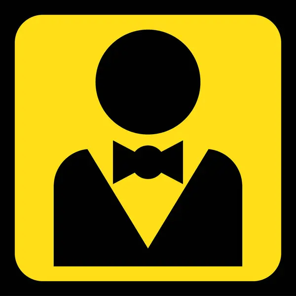 Yellow, black sign - figure with suit and bow tie — Stock Vector