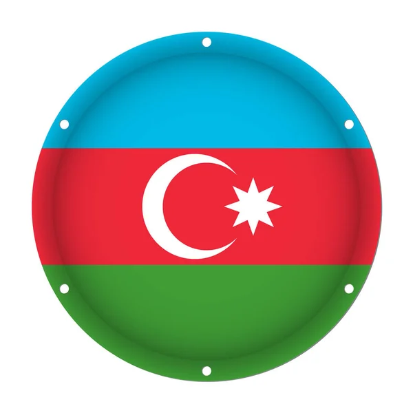 Круглі металеві прапор Азербайджану з отвори для гвинтів — стоковий вектор