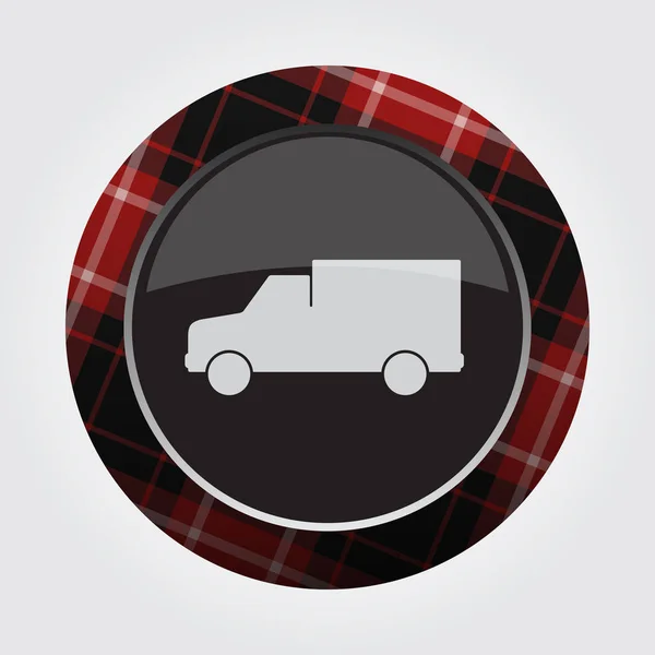 Кнопка с красным, черным тартаном - значок фургона — стоковый вектор